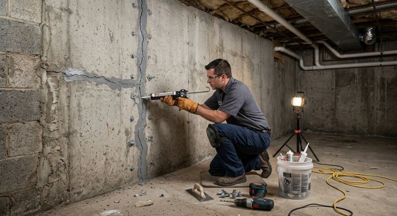 Basement Crack Repair in Mystic, CT
