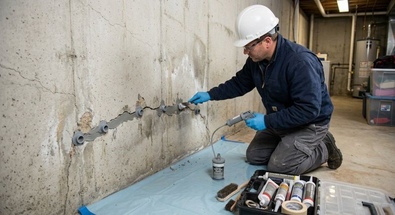 Basement Crack Repair in Mystic, CT