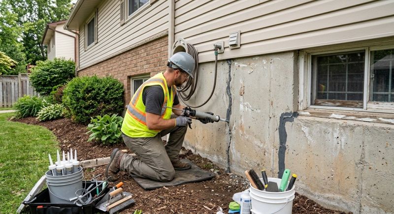 Foundation Crack Sealing in Mystic, CT